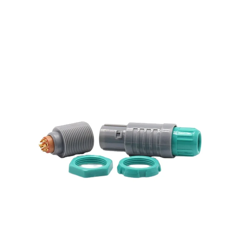 Szrico 2P Double Nut Green Unsheathed Plastic Material Waterproof Plug Socket Connector