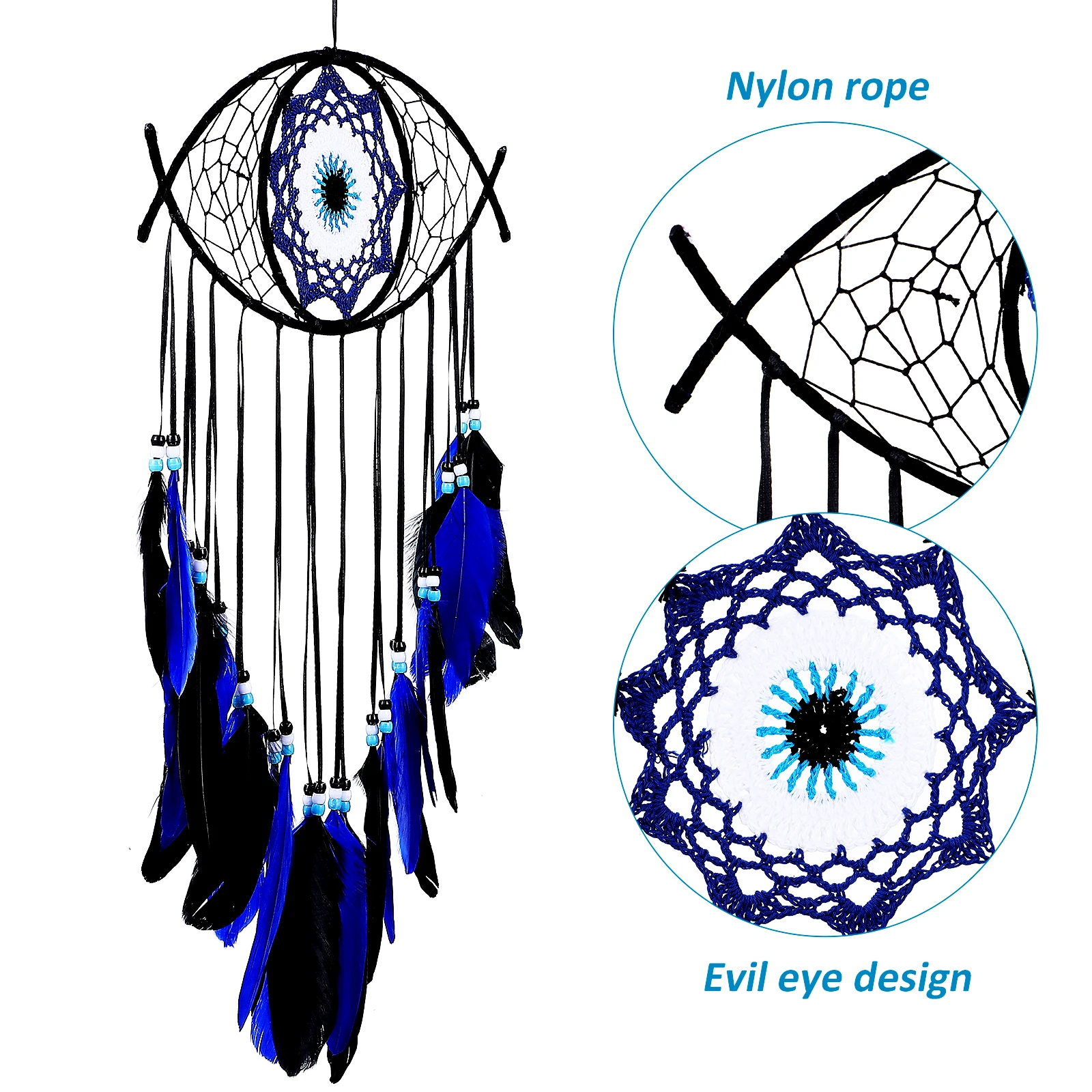 

2 pcs Dream Catcher Eye Home Decor White Blue Large Woven Pendant Bedroom Wall Hanging Bohemian Ornaments