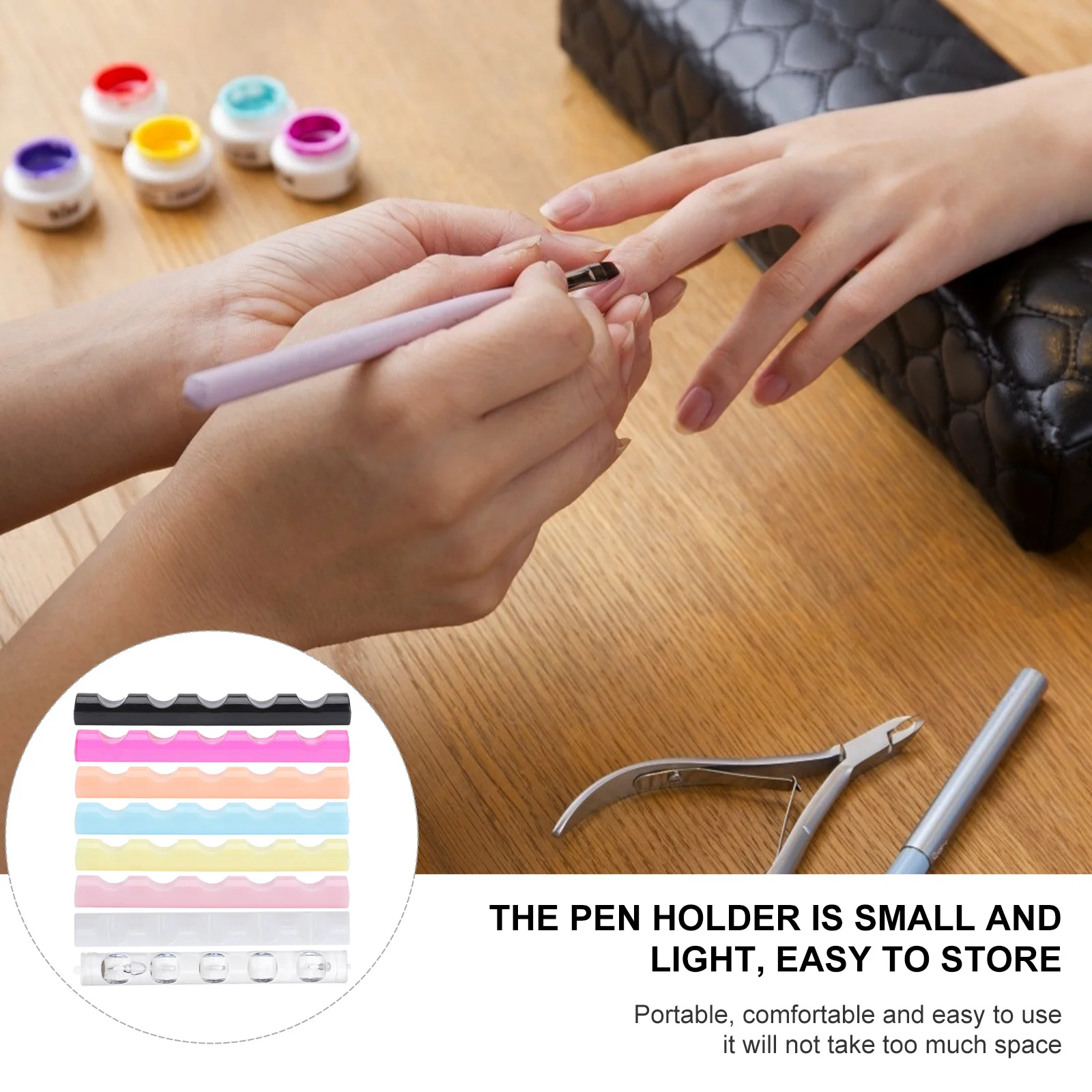 

8Pcs Nail Pen Holders Acrylic Nail Brush Stands Practical Manicure Pen Storage Organizer Portable for Work Desk