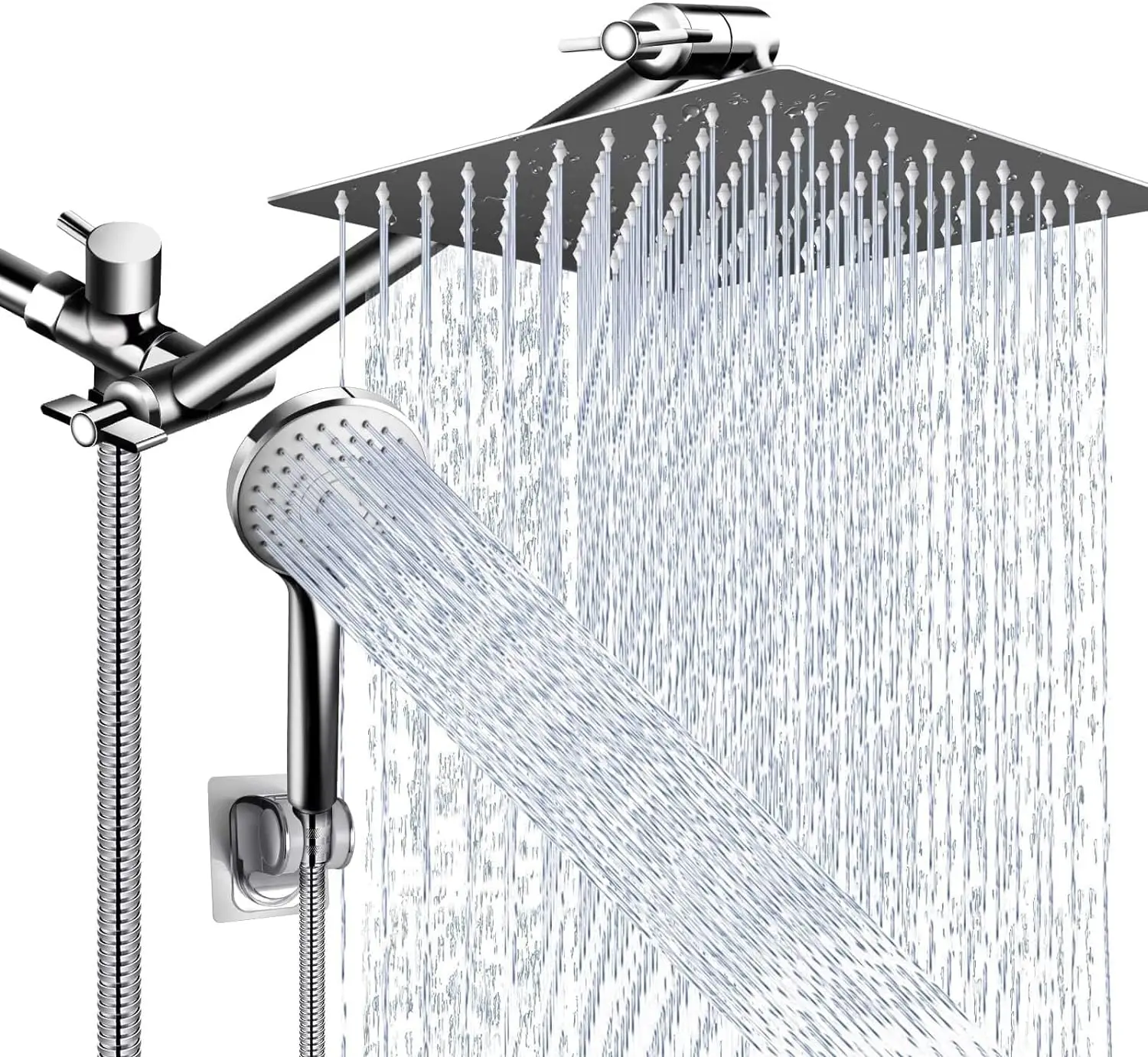 

Shower Head Combo,10 Inch High Pressure Rain Shower Head with 11 Inch Adjustable Extension Arm and 5 Settings Handheld