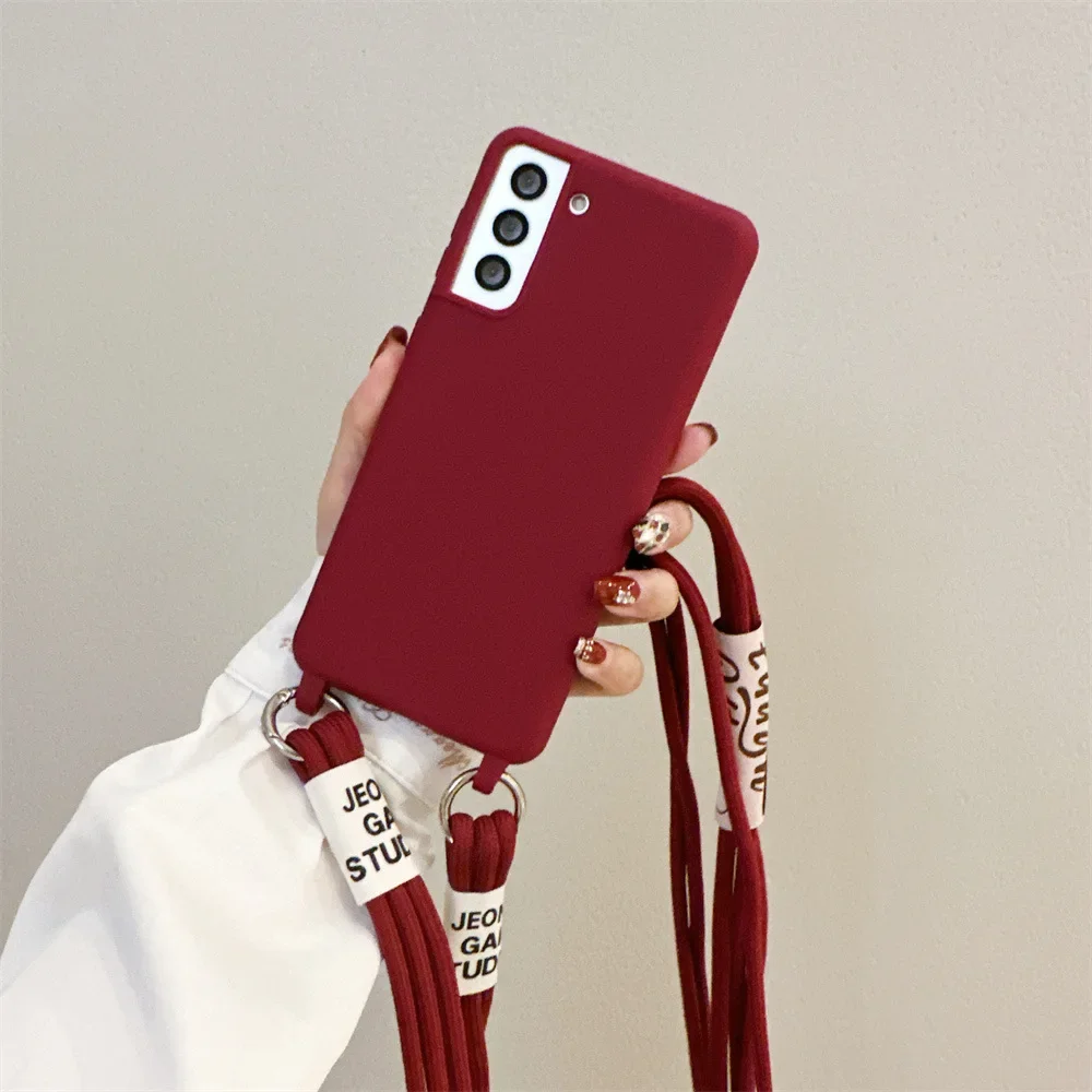 Etui na telefon ze smyczą do Samsung Galaxy S24 S23 FE S25 Ultra S22 S21 Plus A16 A06 A55 A35 A25 A15 A05 A05S Crossbody Soft Cover