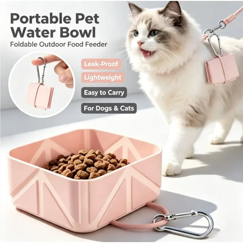 Collapsible Silicone Pet Bowl Portable Large Capacity Dog Cat Feeding Water Bowl Anti‑Slip Travel Foldable Pet Food Bowl