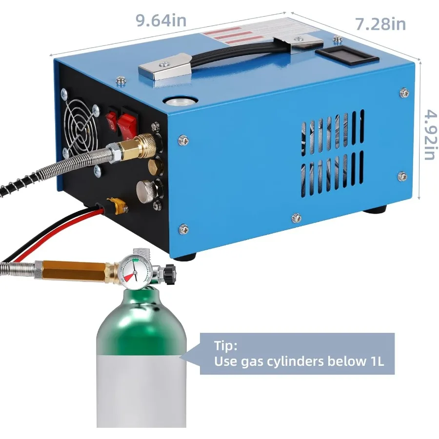 ضاغط هواء عالي الضغط 4500 رطل لكل بوصة مربعة 30 ميجا باسكال PCP مع مروحة مدمجة لبنادق كرات الطلاء ونادق PCP وأسطوانات غوص صغيرة مزدوجة فولت