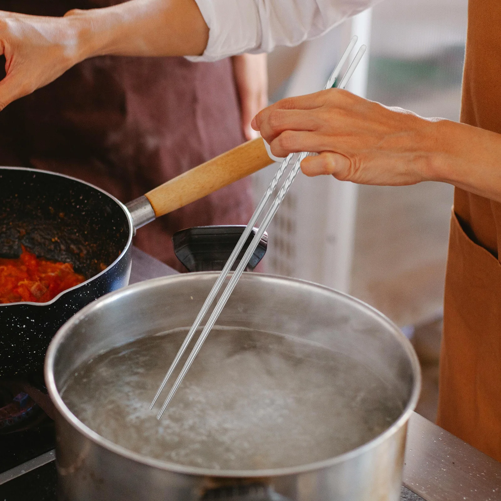 

Stainless Steel Chopsticks 30Cm Extra Long Reusable Non-Slip Cooking Frying Hot Pot Noodle Utensils Dishwasher Safe