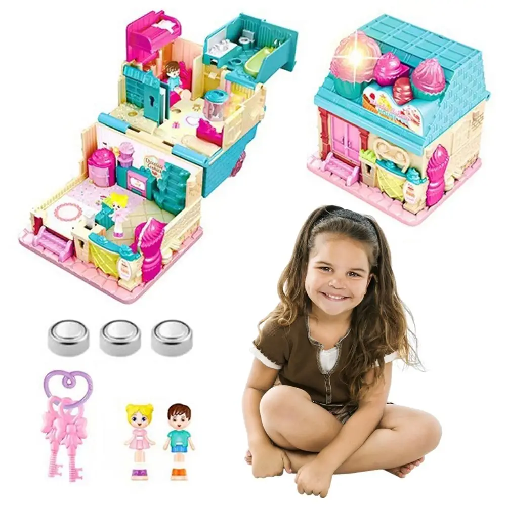 Simulação criativa jogar casa brinquedos expansíveis casas de boneca interativas com móveis cosplay 3d simulado princesa castelo brinquedo