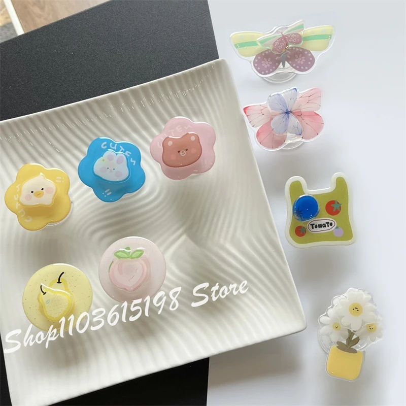 

Korean Cute Cartoon Rotate Phone Griptok Bracket For iPhone 16 Samsung Universal Phone Accessories Phone Holder Grip Tok Stand