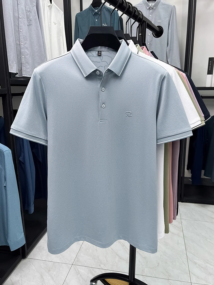

Fashion high-end embossed short sleeve polo shirt men's new trend brand summer lightweight comfortable breathable lapel T-shirt