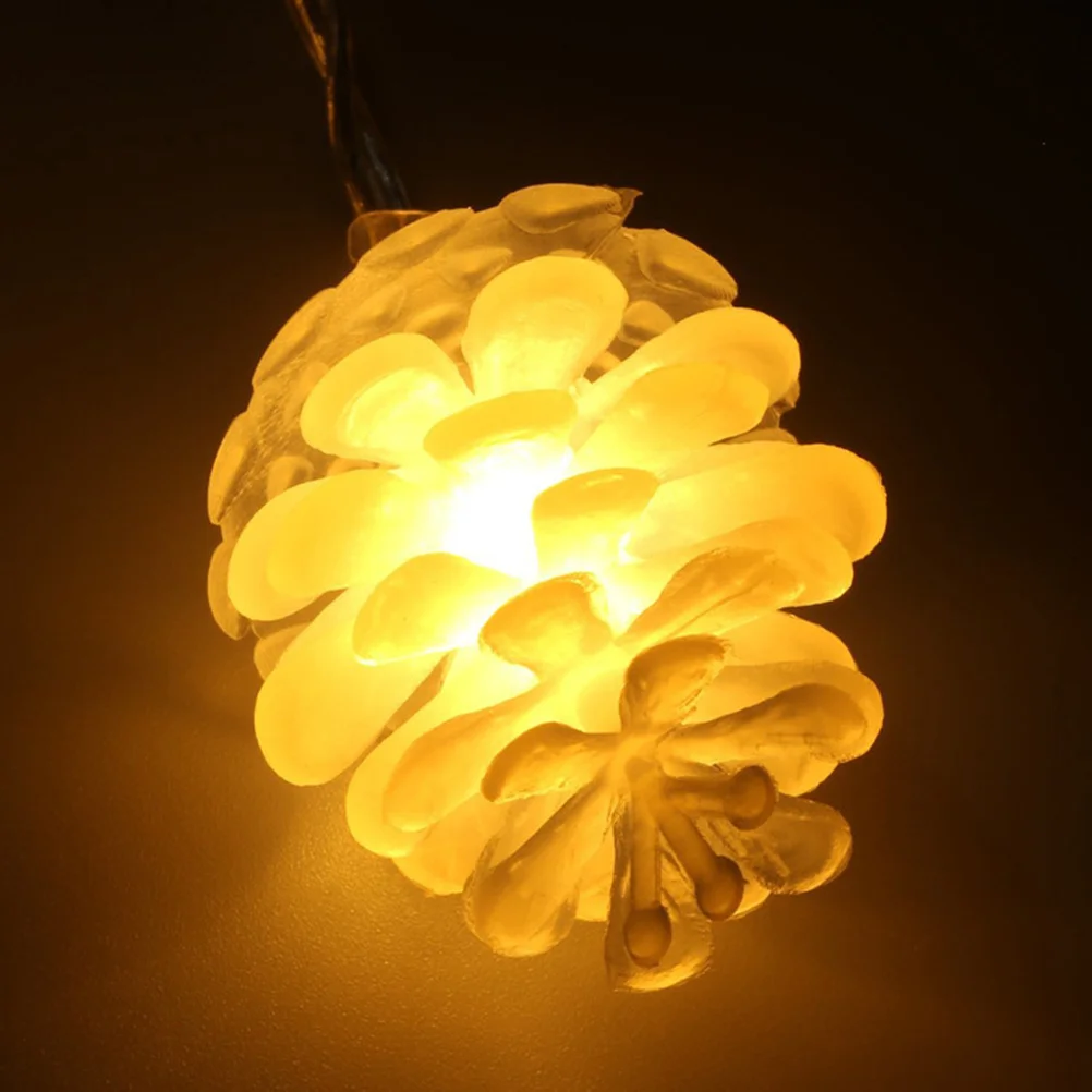 20 سلسلة أضواء LED كوز الصنوبر 2 متر تعمل مقاومة للماء أضواء الجنية الصفراء الدافئة للديكور الداخلي والخارجي لعيد الميلاد