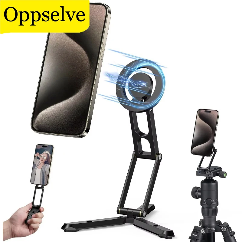 Rotatable Alloy Magnetic Phone Bracket With Hidden Split Legs Cellphone Mount Portable Auto Support For iPhone Samsung XiaoMi 15