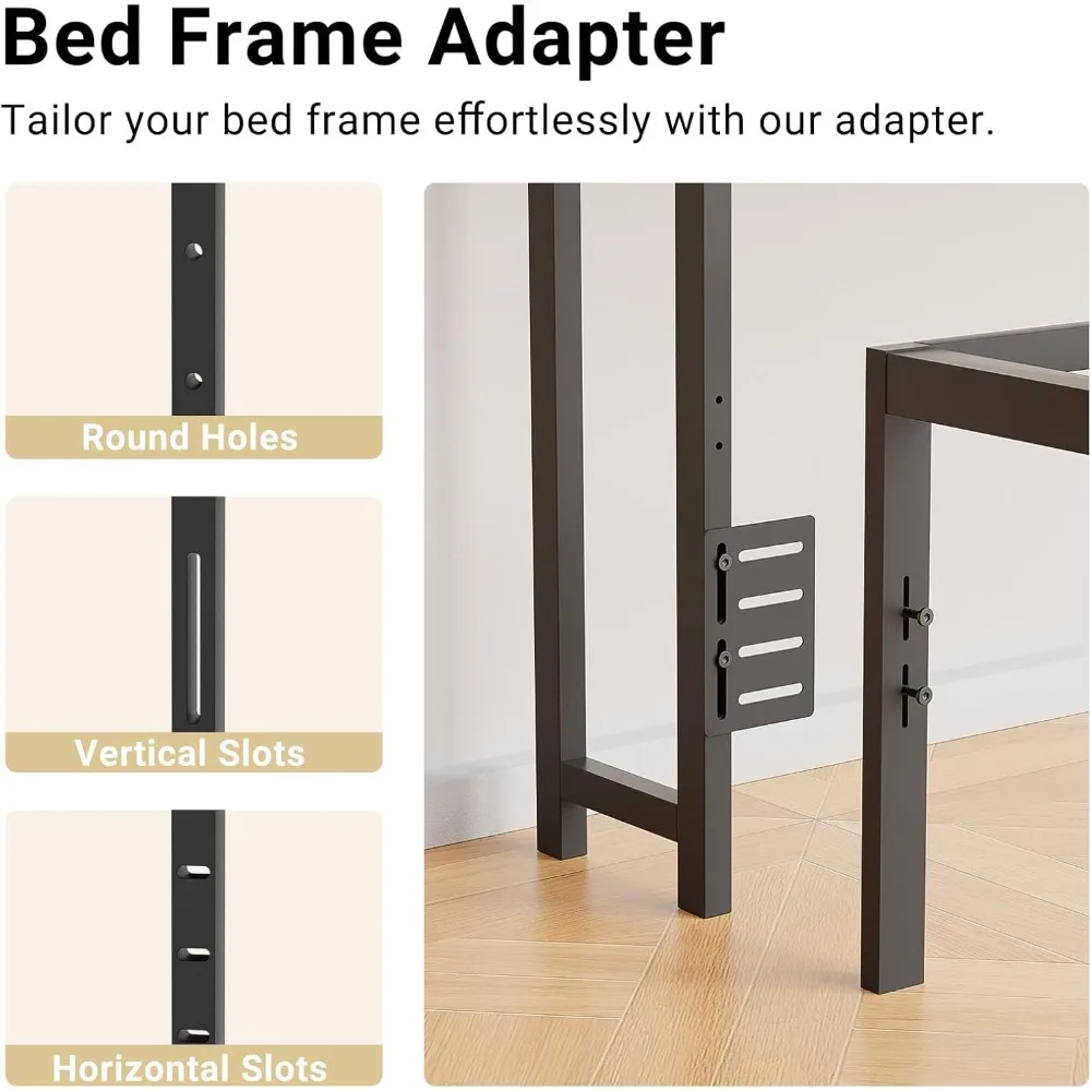 لوح رأسي للتخزين بحجم كينج مع منافذ وإضاءة LED RGB، لوح رأسي سرير متين ومستقر لأسرّة كينج، وظيفة محسنة #4