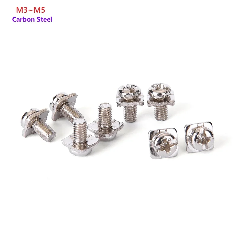 M3 M3.5 M4 M5 PM Square Washer Two Combination Screw Cross Round Head Pan Head Pad Nickel Plated Small Screws