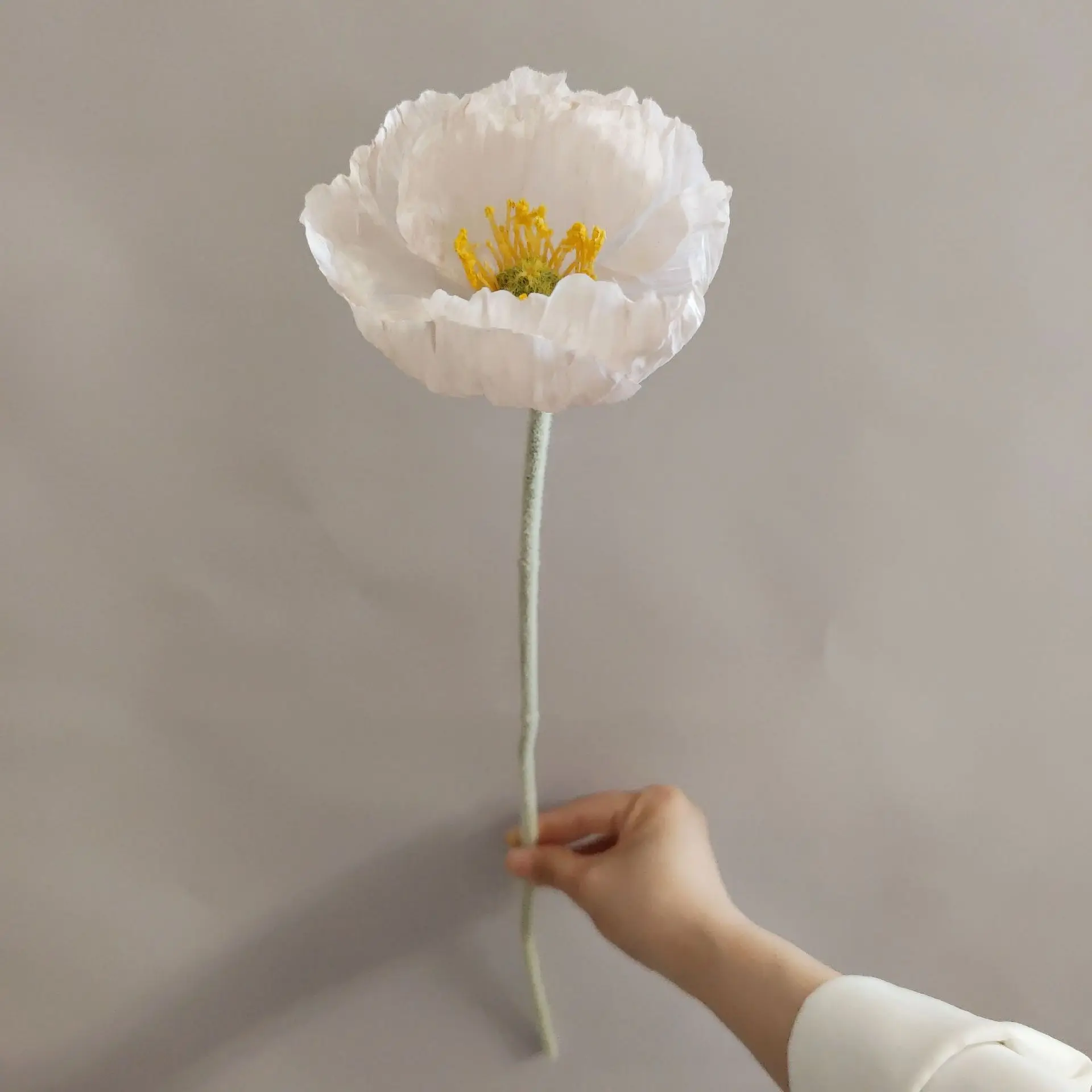 7-teiliges Set Künstliche Mohnblumen aus Flockstoff und Seide für Heimdekoration, Brautstrauß, Hochzeitsdekoration, Partydekoration, Tischdekoration – Detail 9