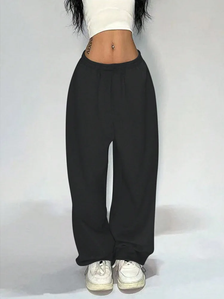 Pantalons décontractés amples à jambes droites pour femmes, nouvelle collection d'été, couleur Pure, jambes larges, tendance, pantalons longs Hip Hop Sle Polyester...