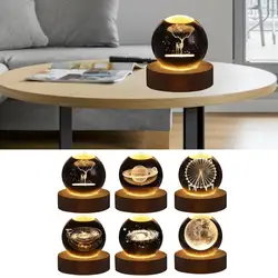 Glowing Planetary Crystal Ball Night Lights 3D Engraved Led Night Light Table Lamp Decor LED Night Lamp Creative Table Lamp