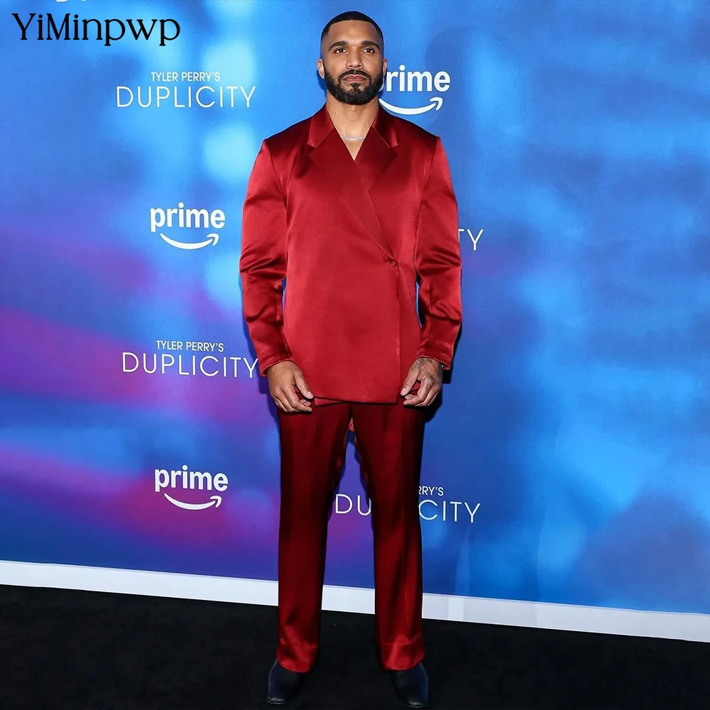 

Trendy Red Men's Suit 2Pcs Set One Breasted Minimalist Business Suit Design Office Formal Suit for Party Wedding Suit XS-5XL