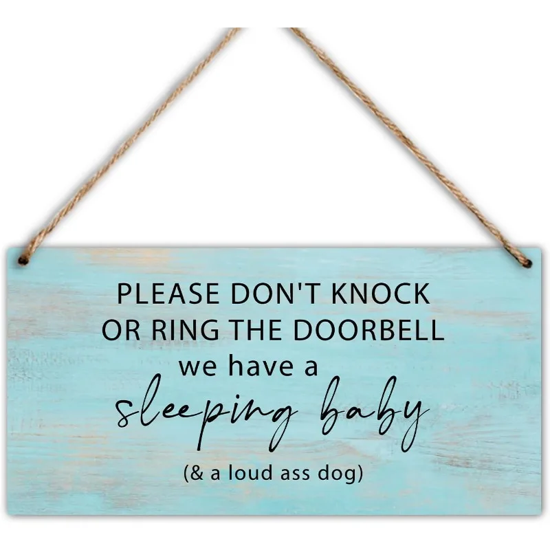 Letrero para puerta para dormir de bebé, placa 'Por favor, no golpe' de madera rústica para guardería, dormitorio y exterior, decoración de regalo para padres nuevos