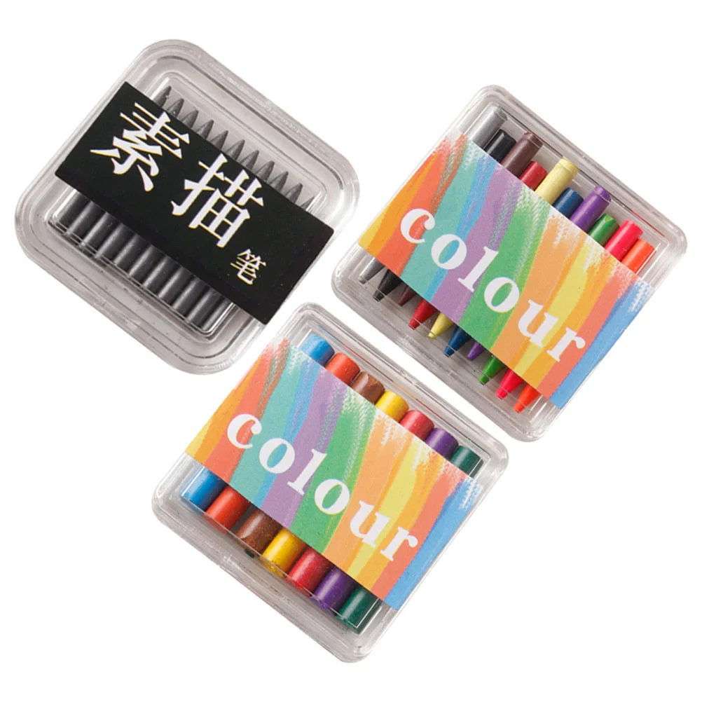 3 Boxes Dollhouse Crayons Miniature Colorful Pens for Wax Model Decorative Acrylic*Crayon*Pencil Lead