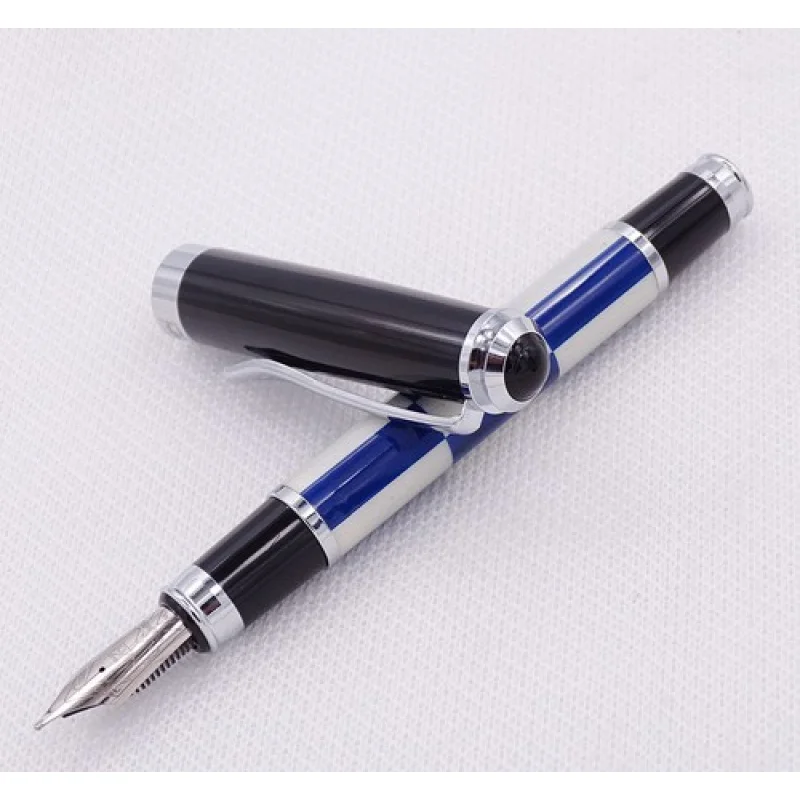 A+ Fuliwen Celluloid Fountain Pen Medium Nib, Fashion Blue  White Squares Pen