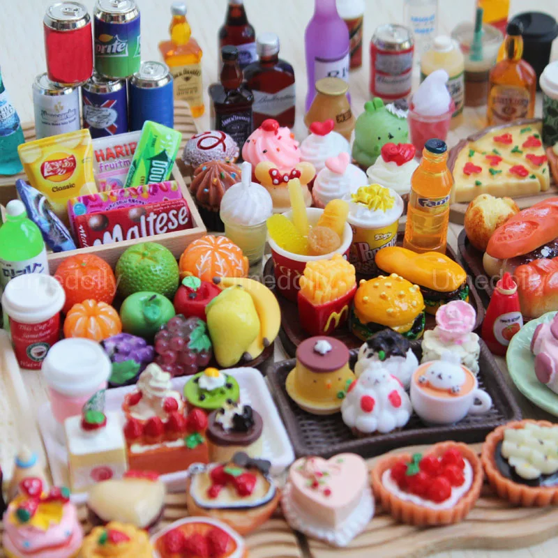 1:6 Scale Miniature Dollhouse Food Supermarket Mini Snack Simulation Cake Wine Drink for Blyth Barbies Doll Accessories Toy