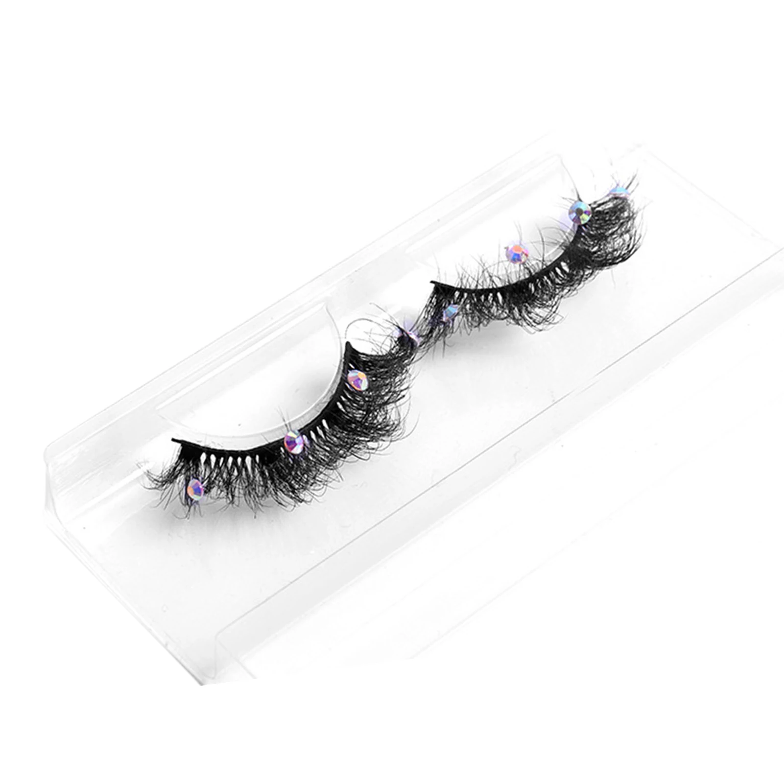 Curling False Eyelashes with Glitter Diamond Well Bedded Lengthening Wisps Lashes for Daily Working Dramatic Makeup