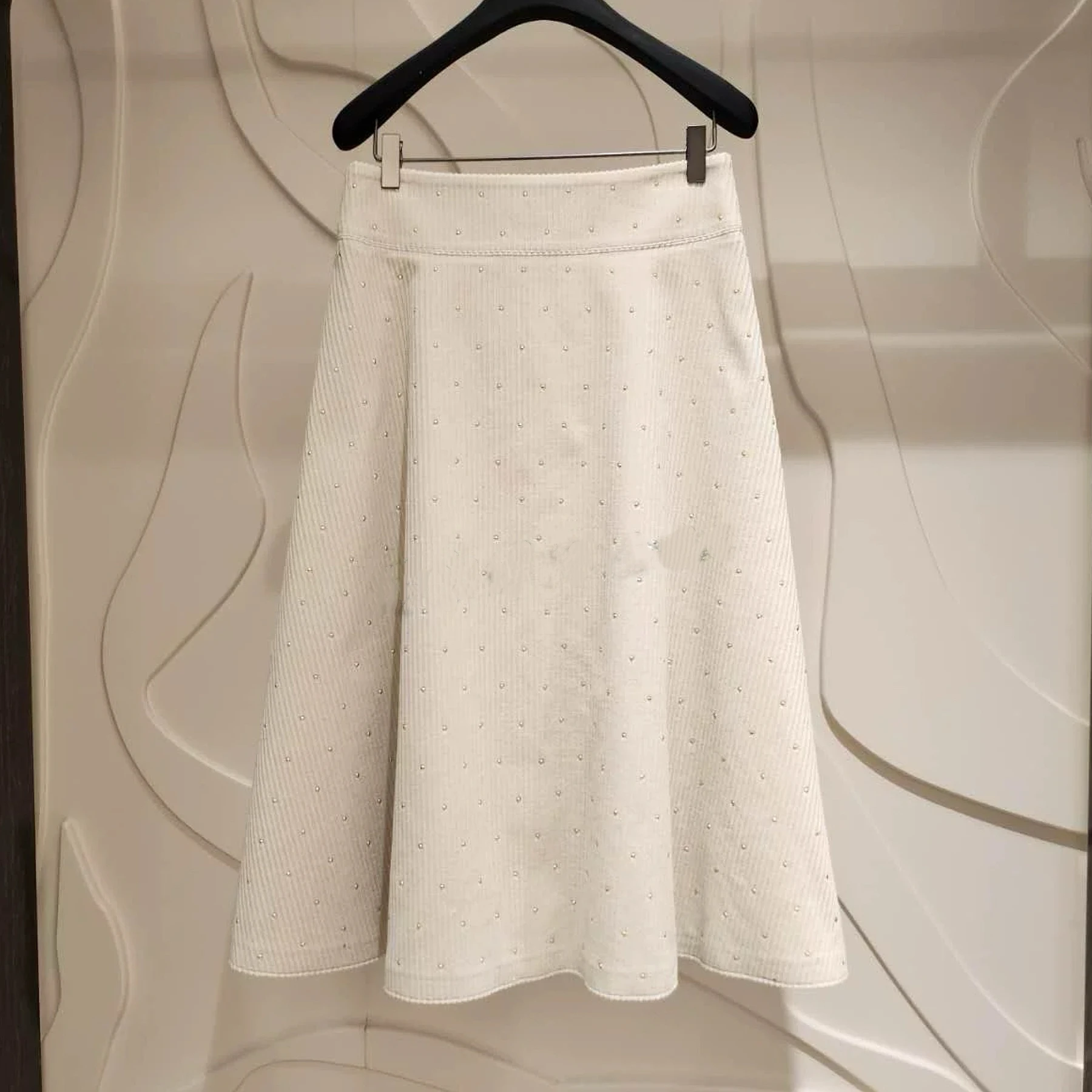Saia Midi Estilo Coreano em A com Cintura Alta e Contas Pesadas Moda Casual Versátil Emaecimento Primavera 2025 Saia de Mal...