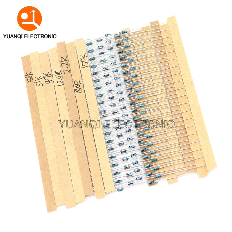 1/4W 1/8W 1/2W 1W 2W Metal Film Resistor Kit 130 Values 0.125W 0.25W 0.5W 1% Resistance Assortment Assorted Set Box