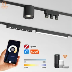 TUYA ZIGBEE intelligent ST1 Series, éclairage de piste magnétique en aluminium Ultra fin 6mm, aucune cellule requise, haute dureté, fixation Flexible moderne