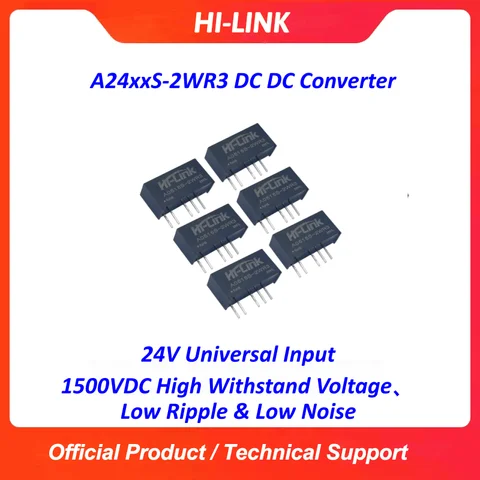 10pcs Hilink official A2405S-2WR3 A2412S-2WR3 2W Isolated DC-DC Power Module 24V Input ±3.3V/±5V/±9V/±12V/±15V/±24V Output