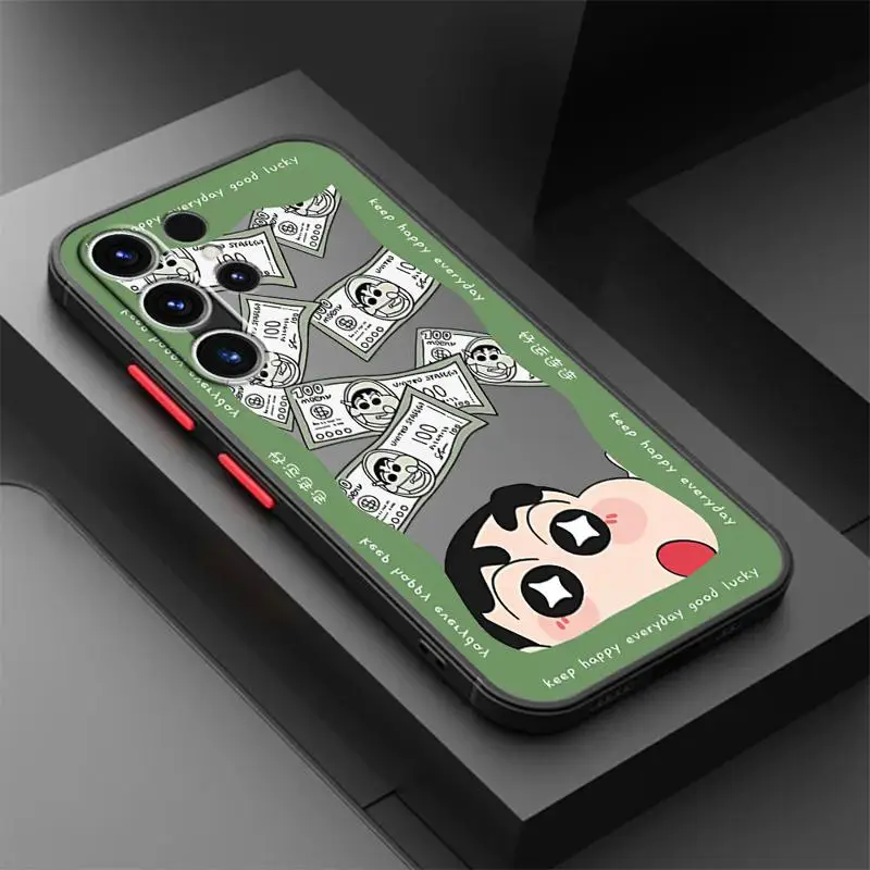 C-Crayon Phone Case for Samsung Galaxy S24 Ultra S23 Ultra S20 S21 FE S22 Ultra 5G S10 Plus S9 Plus Soft Matte S-ShinChan Cover