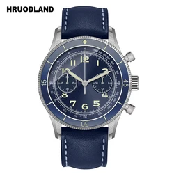 Hruodland 2024 Sports Men's Quartz Watch VK64 Stainless Steel Sapphire Leather waterproof Diving Chronograph F019 reloj hombre