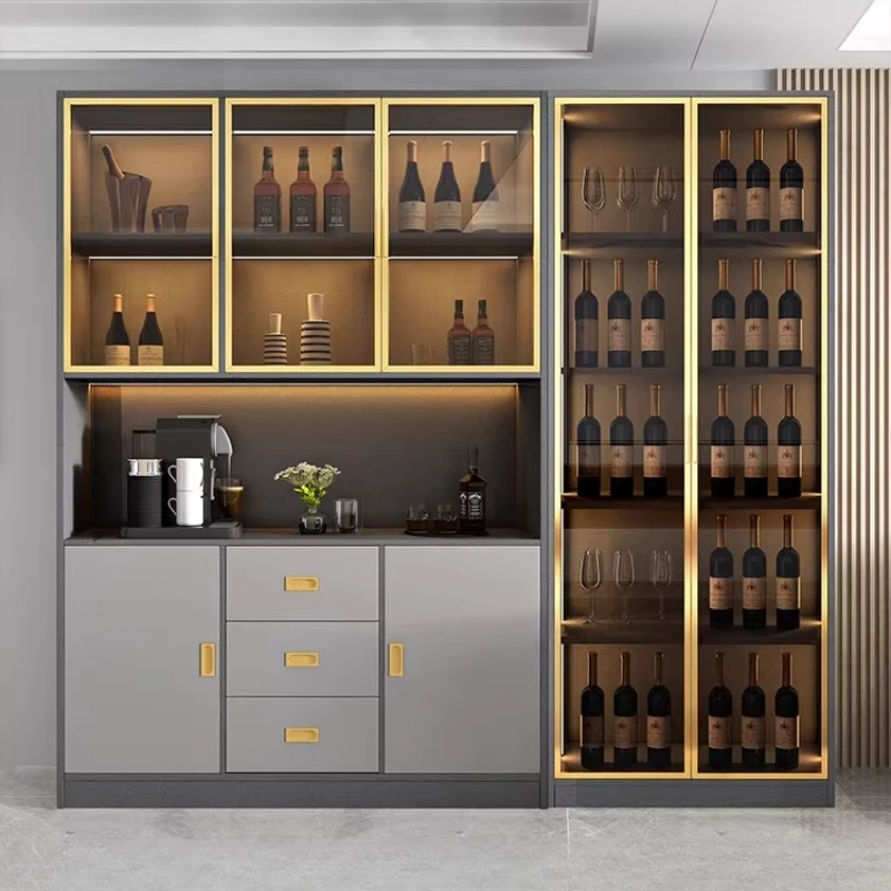 modern Wooden Display Wine Cabinets Kitchen Storage Living Room Wall Wine Cabinets Racks Liquor Mueble Licorera Bar Furniture