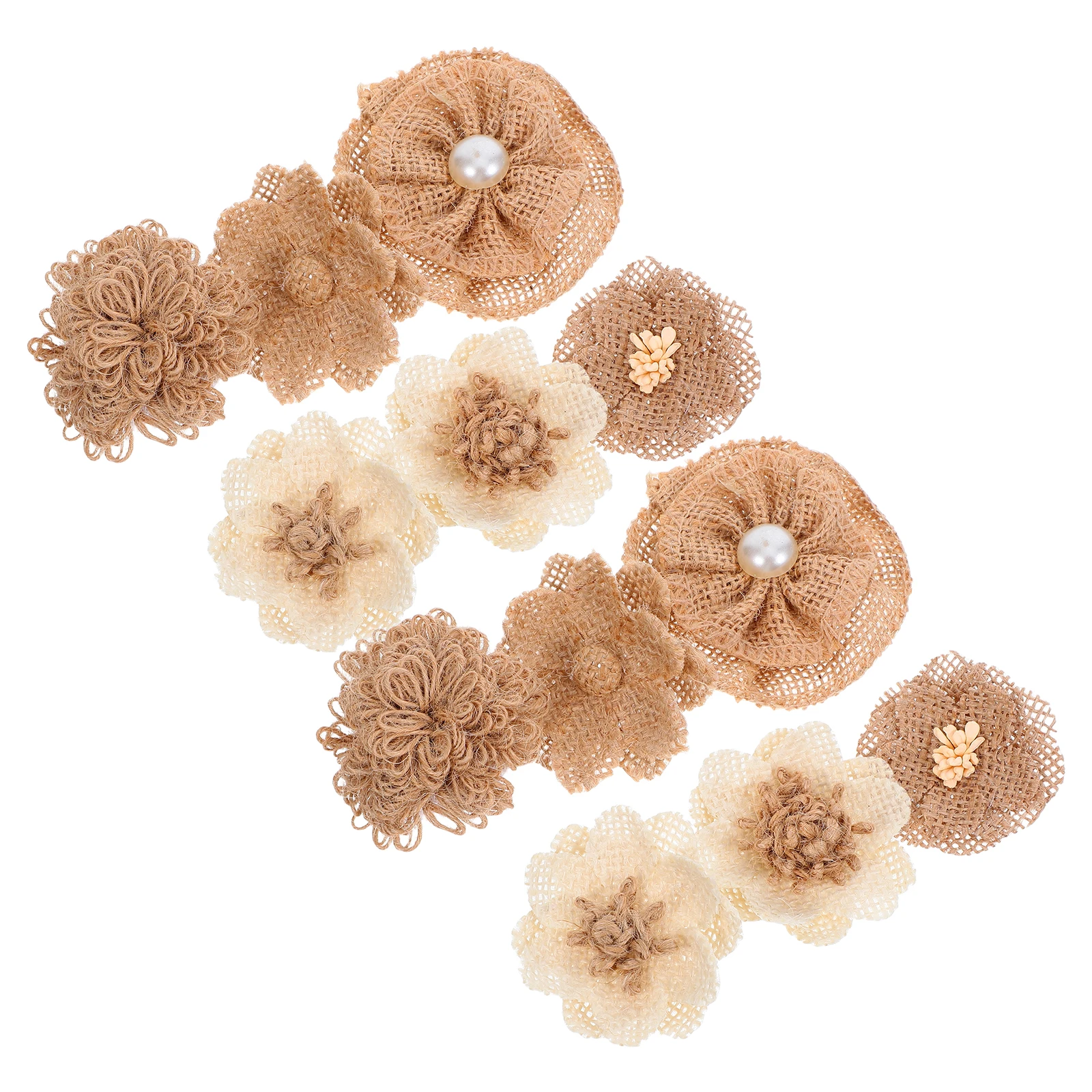 

12 pcs Festive Party Decoration Set Natural Jute Flower Burlap Decor Wedding Bow Rustic Clothing Accessory DIY Fabric