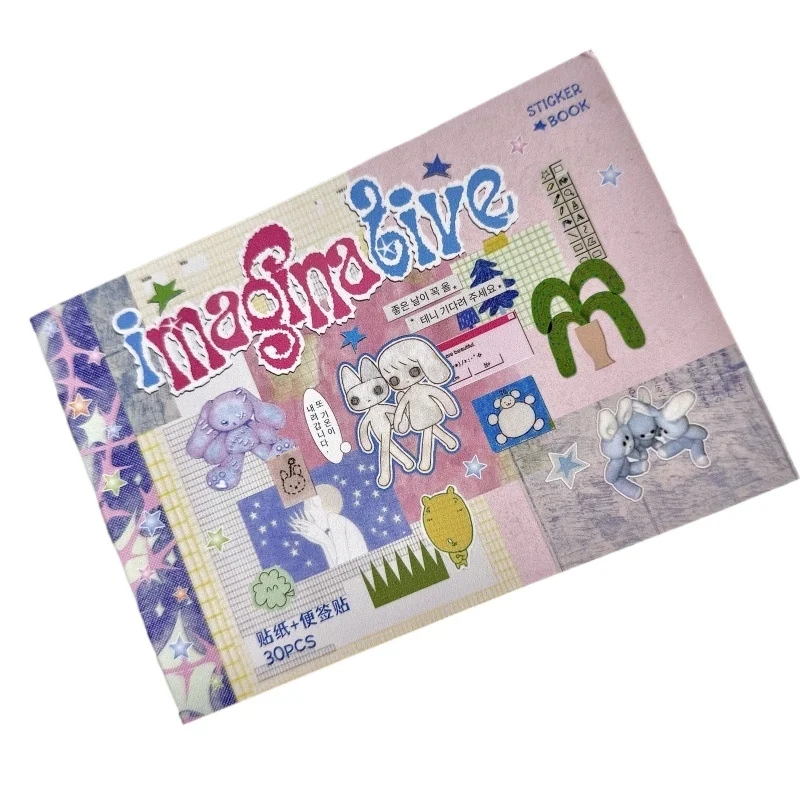 

Набор из 30 листов: Книга наклеек в корейском стиле Kawaii, милые мультяшные декоративные стикеры, романтические наклейки для DIY, скрапбукинга, школьных принадлежностей