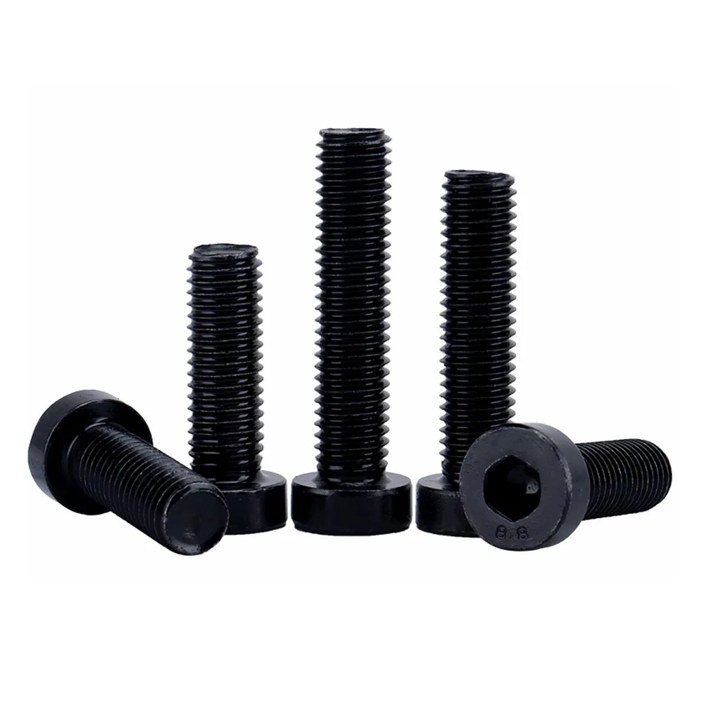 1/50pcs Grade 8.8 High Strength Black Oxide Thin Head Hex Socket Cap Screw Bolt DIN7984 M2 M2.5 M3 M4 M5 M6 M8 M10 M12 M16