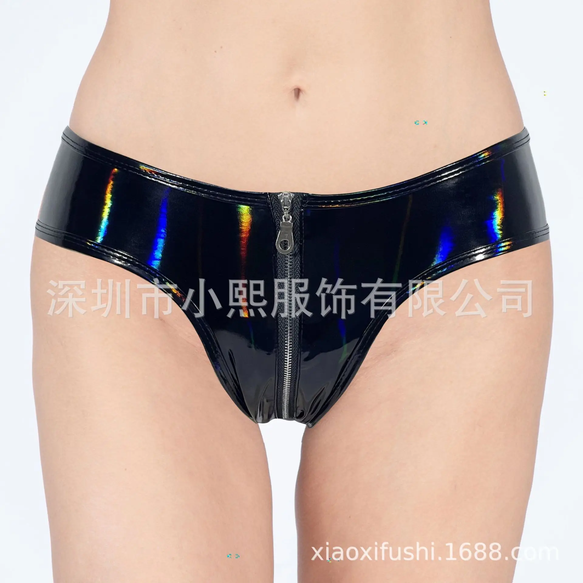 عالية اللمعان PVC براءات الاختراع والجلود مشرق الجلود بو مثير سستة مفتوحة والعتاد المثيرة السراويل زوجين الجنس #1