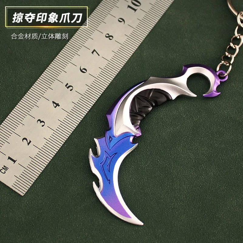 Valorant Waffe Nahkampf Reaver 2,0 Karambit Messer Metall Schlüsselbund Spiel Peripheren Schmetterling Messer Modell Anhänger Spielzeug für Jungen Geschenk