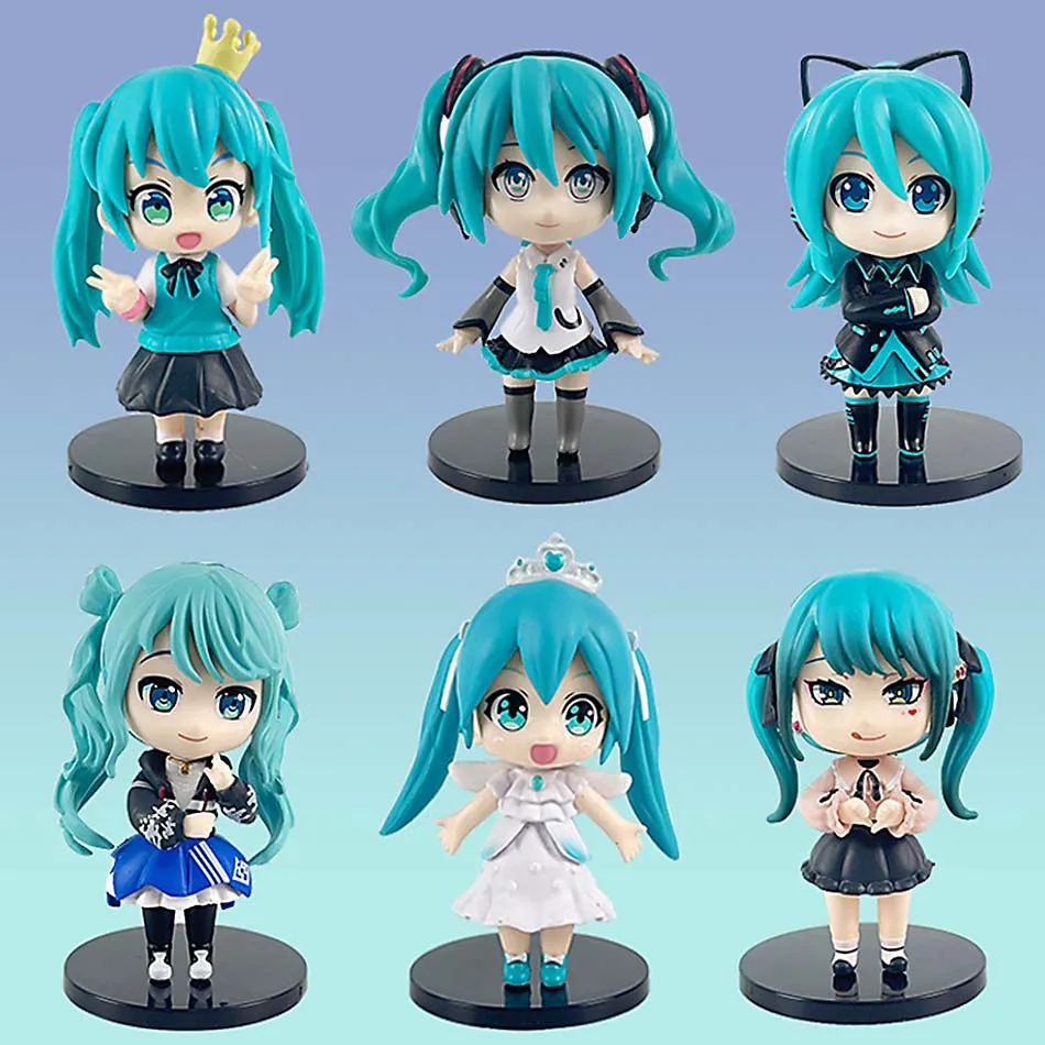 Set di vendita caldo Anime nuovo hatsune miku figura mini ornamenti di personaggi kawai hatsune decorazione della tavola per la casa giocattolo per adulti regalo per bambini