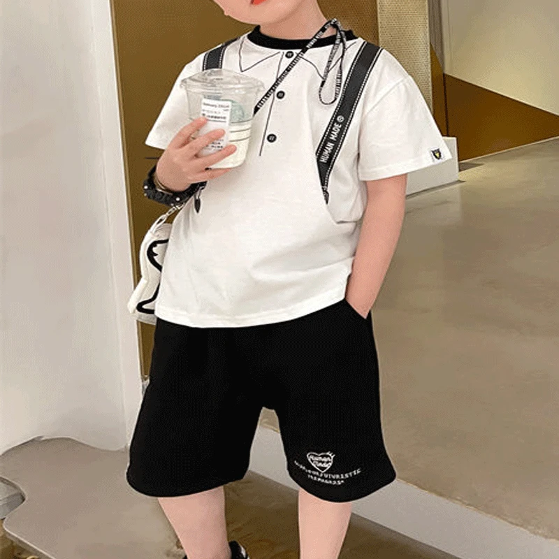 

Cotton Kids Clothing Summer New Cartoon Pattern Printed Short Sleeve Round Neck Loose Thin Boys Japanese Korean Version T-shirt