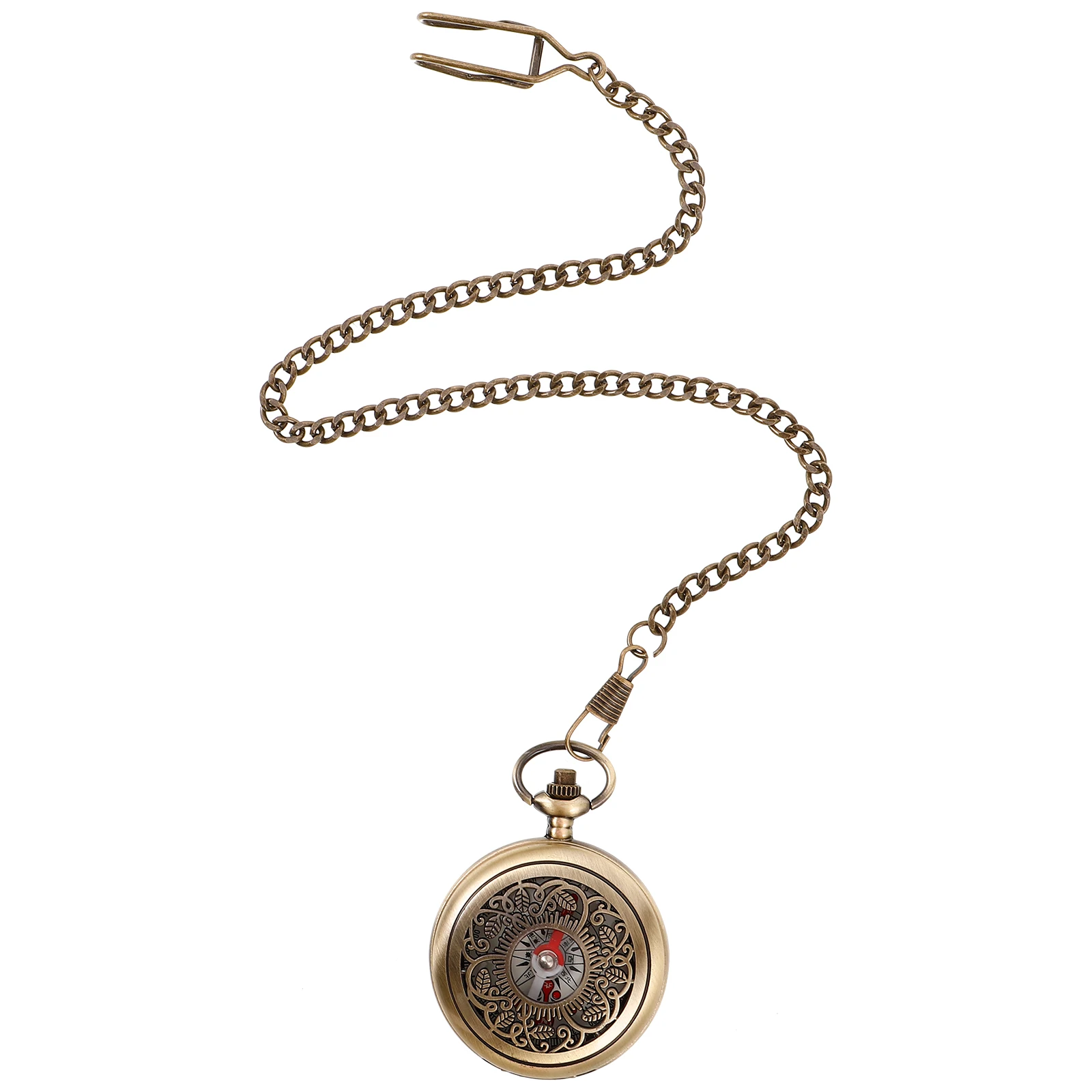 

Multifunctional Vintage Brass Pocket Compass Hollow Cover Finish Durable Metal Hiking Camping Navigation