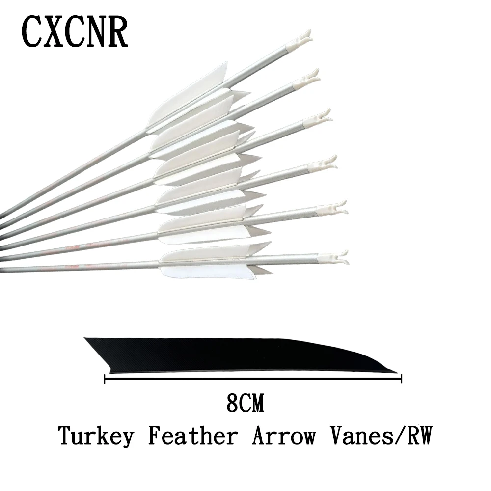 50 Pcs 8cm RW Turkey Feather Fletches, High Speed Knife Cut Vanes for Traditional Recurve Bow Hunting, DIY Arrow Accessories - view 2