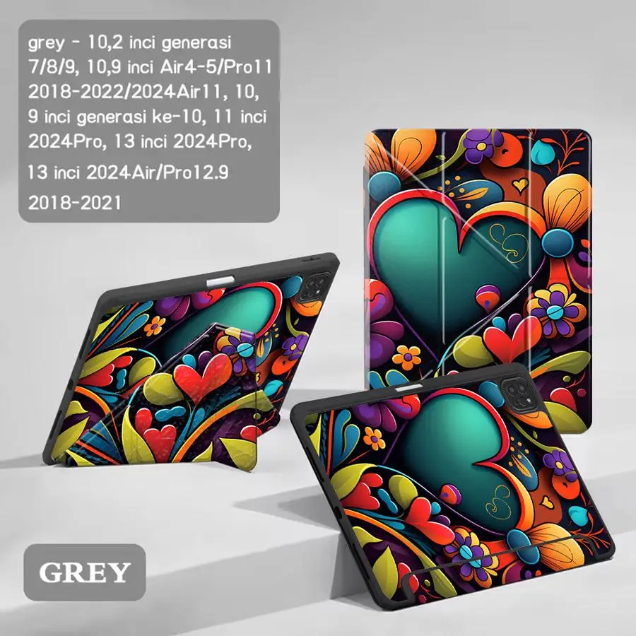 

Colorful Heart Holder Cover Tablet Case For iPad Air 4 5 M3 M2 M4 11inch Mini 6 7 Pro 11th 10th 9th 8th 7th 12.9inch Pro 2025