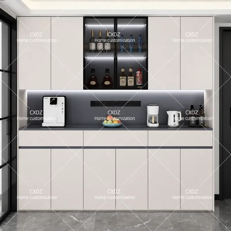 Modern Dining Side Cabinet Tall Wall Mounted Storage Unit Large Capacity Living Room Cupboard for Tea Wine Display Simple