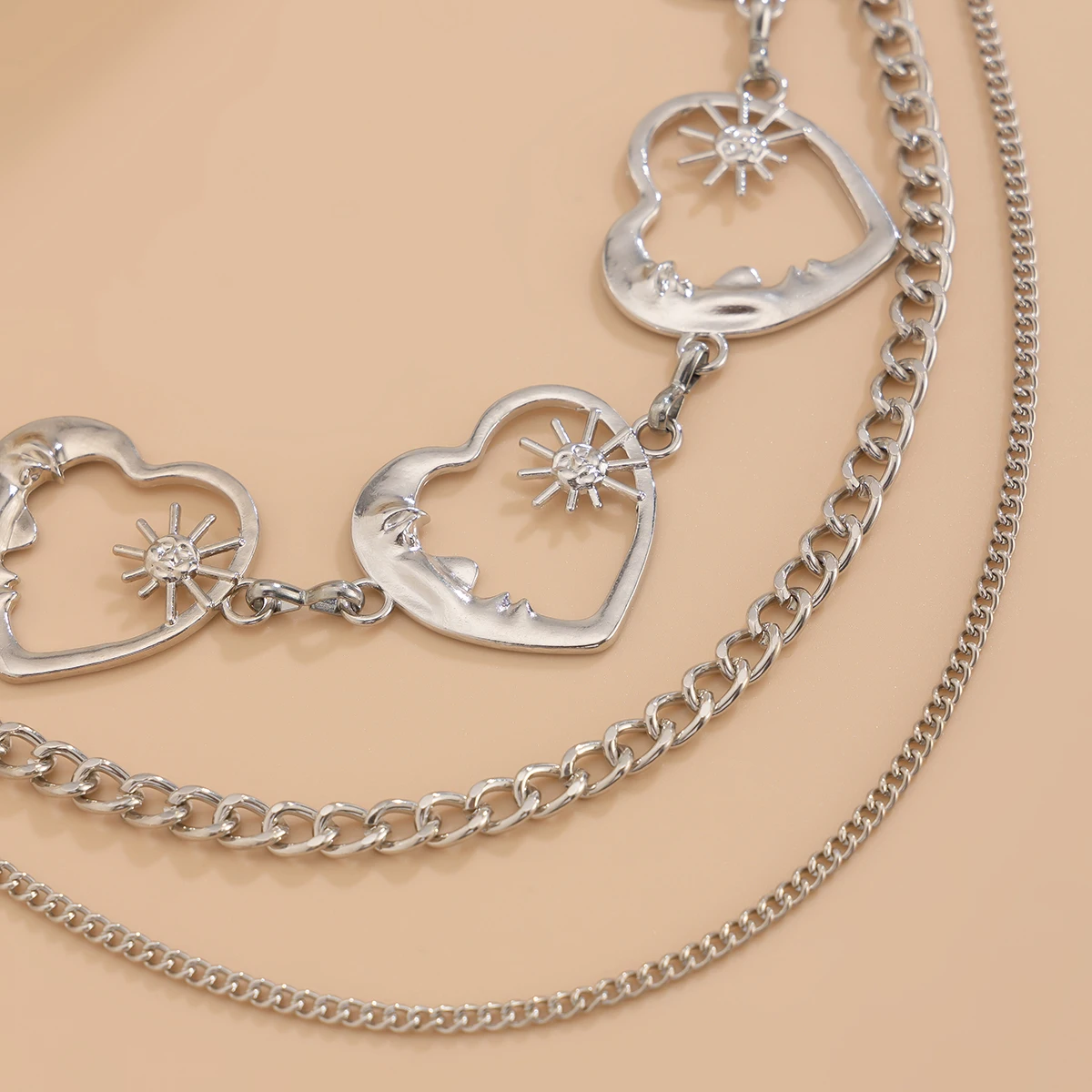 حزام قابل للتعديل للنساء ، سلسلة معدنية متعددة الطبقات ، سلسلة خصر البطن ، حزام تنورة هيب هوب ، قلب حب ، إكسسوارات Y2K ، موضة #6