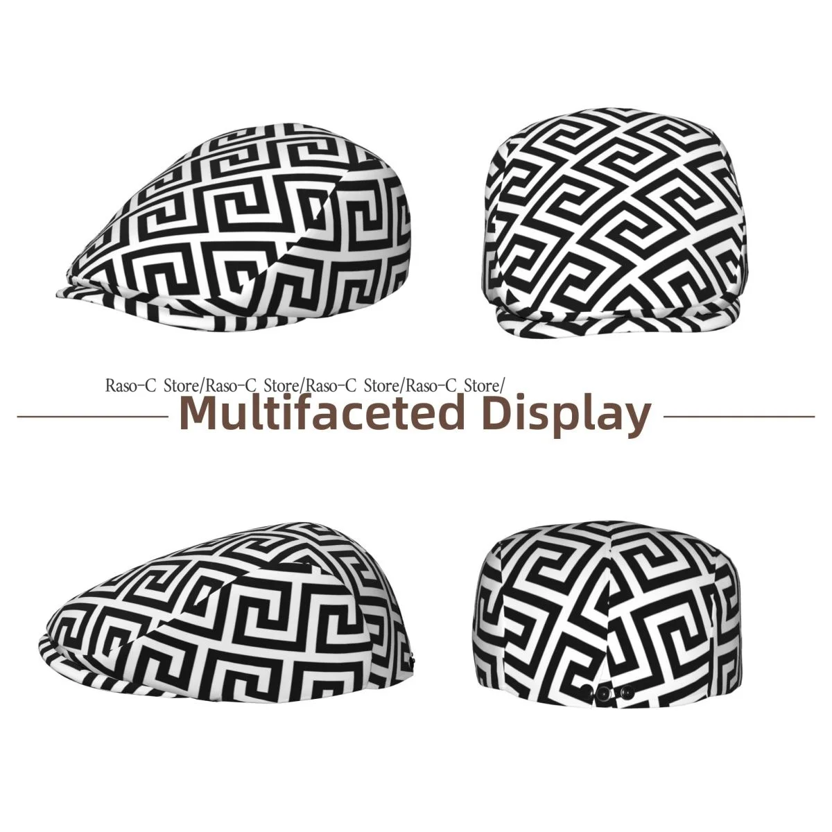 Spring Summer Adult Flat Cap Geometric Abstract Illustration Unisex Newsboy Ivy Cap Light Thin Forward Beret Outdoor Hat