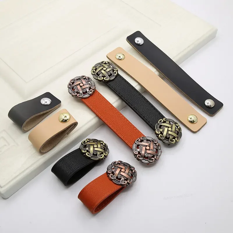 Chinese Style Furniture Cabinet Wardrobe Door Leather Handle Kitchen Cabinet Door Tv Cabinet Furniture Hardware Knobs Pull