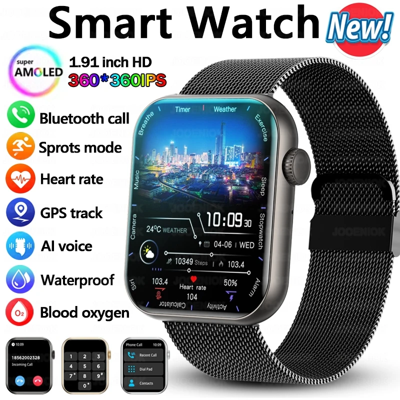 

2025 Новые Смарт-часы для мужчин, 1,91-дюймовый экран, Bluetooth-вызов, спортивный фитнес-трекер, мониторинг сердечного ритма, здоровья, умные часы для женщин