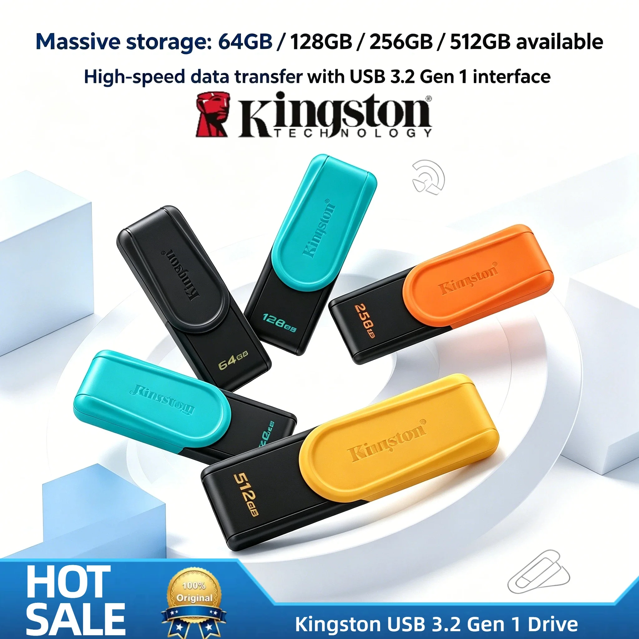 Kingston Mini Pen Drive USB 3.2 Gen 1 64GB 128GB 256GB High Speed Flash Drive Memory Stick for Mac PC Laptop Backup