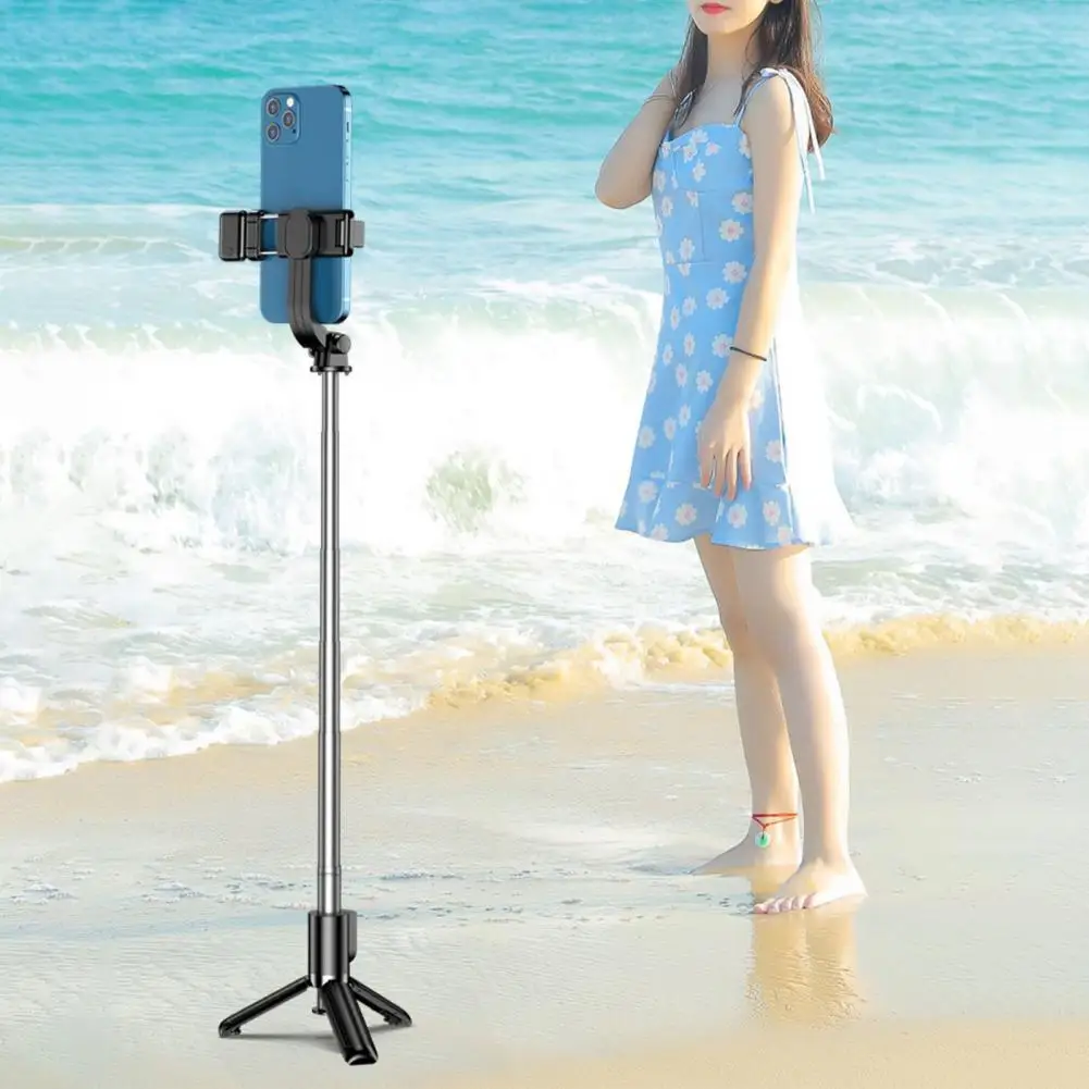 安定した三脚付きのステンレス鋼の自撮り棒,取り外し可能なワイヤレスリモコン,ライトデザイン,耐久性のある旅行