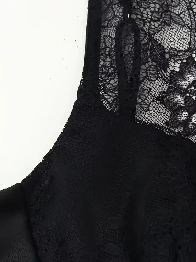 HH Women Satin Texture Lace Mini Skirt Set Zipper Vintage Top+High Waist Splice Backless Bow Decoration Pleated Summer Skirt