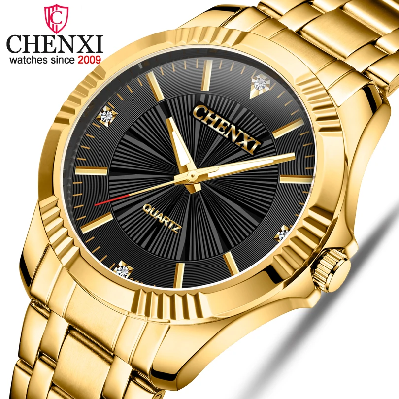 CHENXI lovers' Waterproof Gold Watch Full Steel Luxury Men's Quartz Wristwatches часы женские Relogio Femininoワンピース レディース Montre